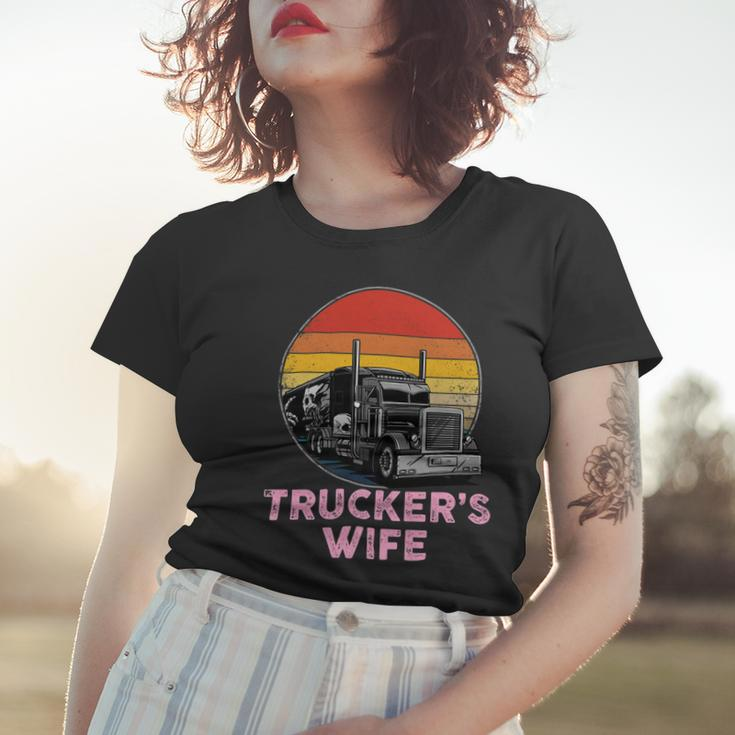 Trucker Truckers Wife Retro Truck Driver Women T-shirt Gifts for Her