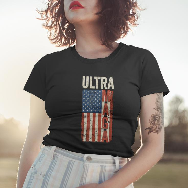 Ultra Maga Us Flag Pro Trump American Flag Tshirt Women T-shirt Gifts for Her