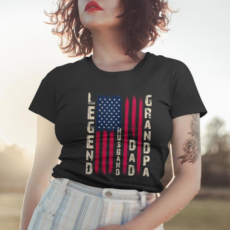 Usa Flag Fathers Day Dad The Legend Husband Dad Grandpa Women T-shirt Gifts for Her