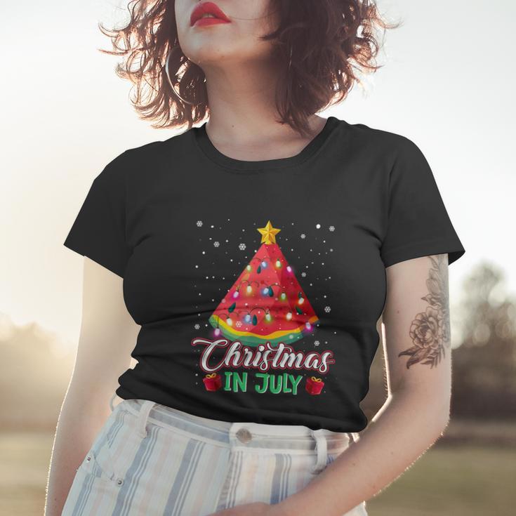 Watermelon Christmas Tree Christmas In July Summer Vacation Women T-shirt Gifts for Her