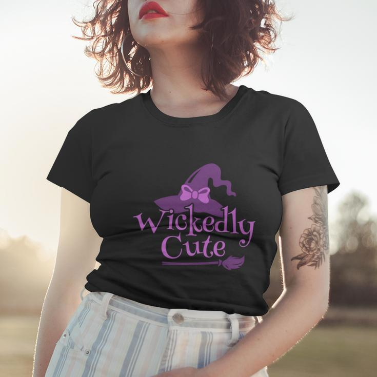 Wickedly Cute Witch Hat Halloween Quote Women T-shirt Gifts for Her