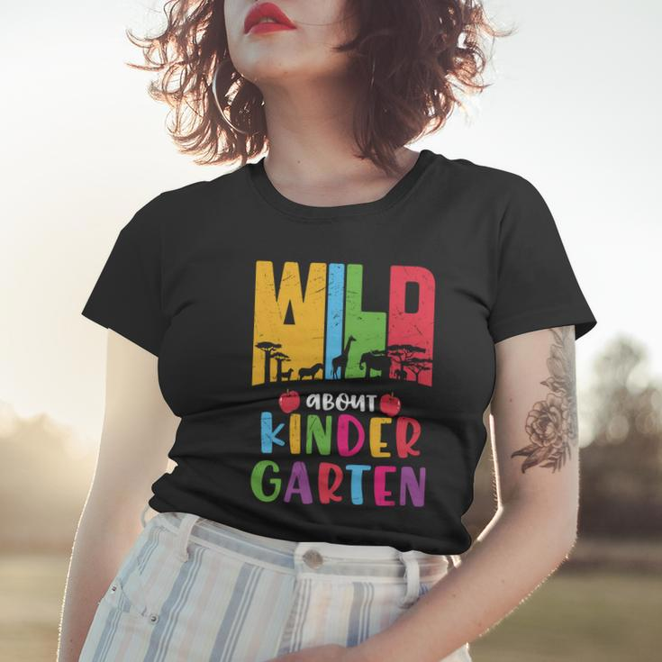 Wild About Kindergarten Funny Zoo Back To School First Day Of School Women T-shirt Gifts for Her