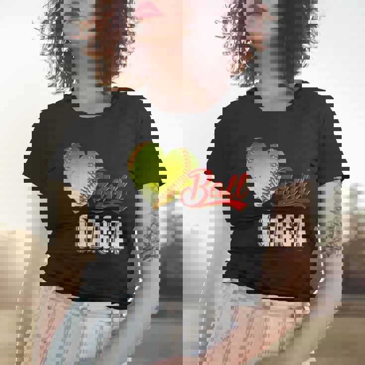 Womens Baseball Softball Ball Heart Gaga Funny Mothers Day Sporter Women T-shirt Gifts for Her