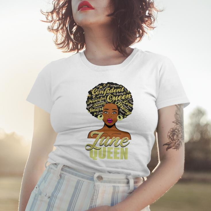 Black African American Melanin Afro Queen June Birthday Women T-shirt Gifts for Her