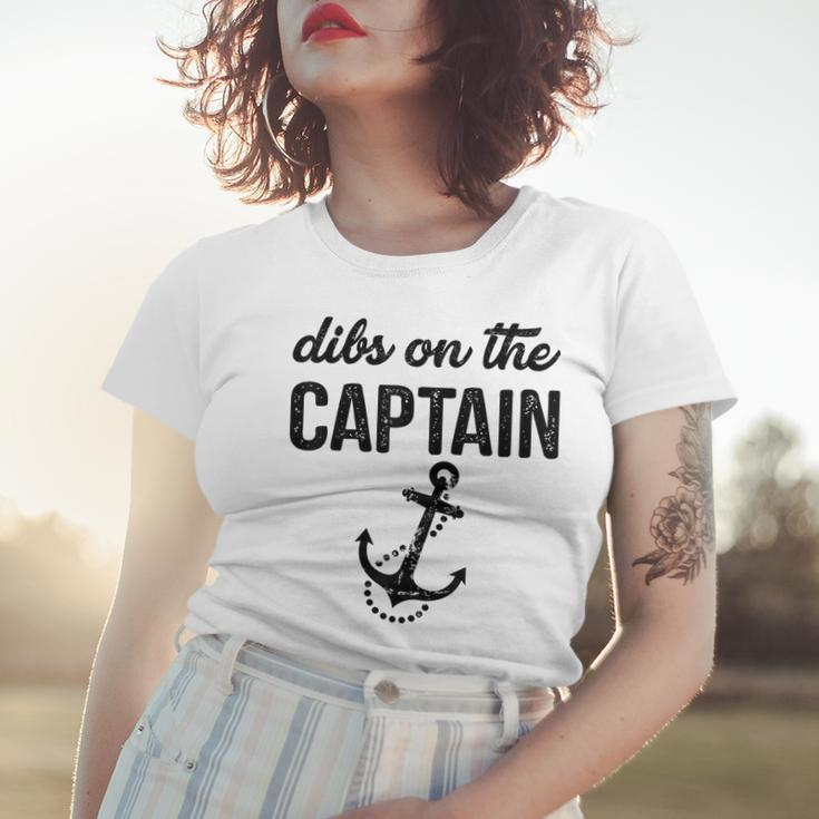 Dibs On The Captain Retro Anchor Funny Captain Wife Women T-shirt Gifts for Her