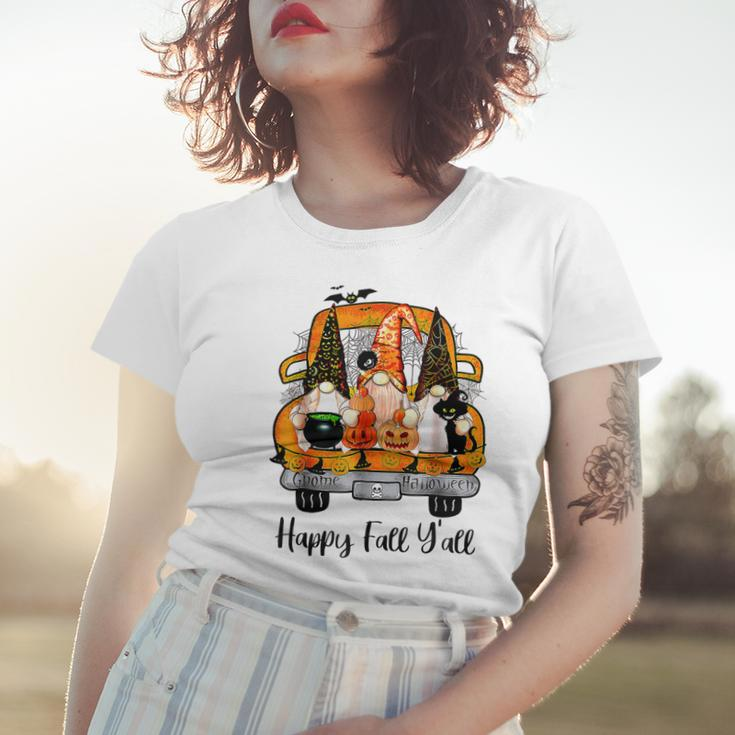 Gnome Witch Halloween Pumpkin Autumn Fall Happy Fall Yall Women T-shirt Gifts for Her