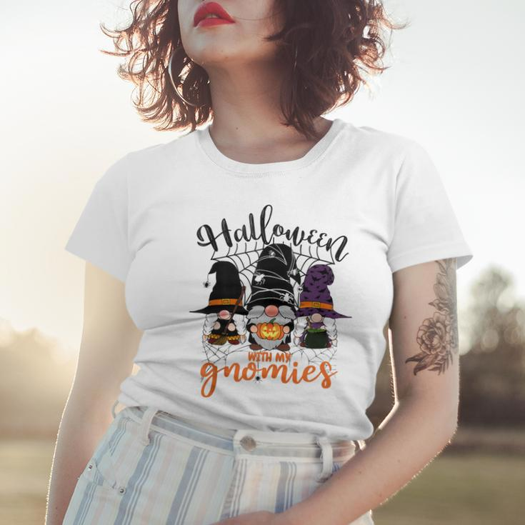 Gnomes Halloween With My Gnomies Witch Garden Gnome Women T-shirt Gifts for Her