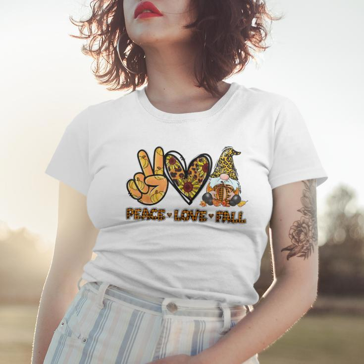 Peace Love Fall Funny Gnome Autumn Lover Pumpkins Halloween Women T-shirt Gifts for Her