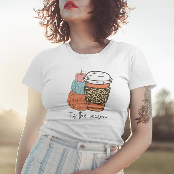 Pumpkins Tis The Season Latte Coffee Fall Gift Women T-shirt Gifts for Her