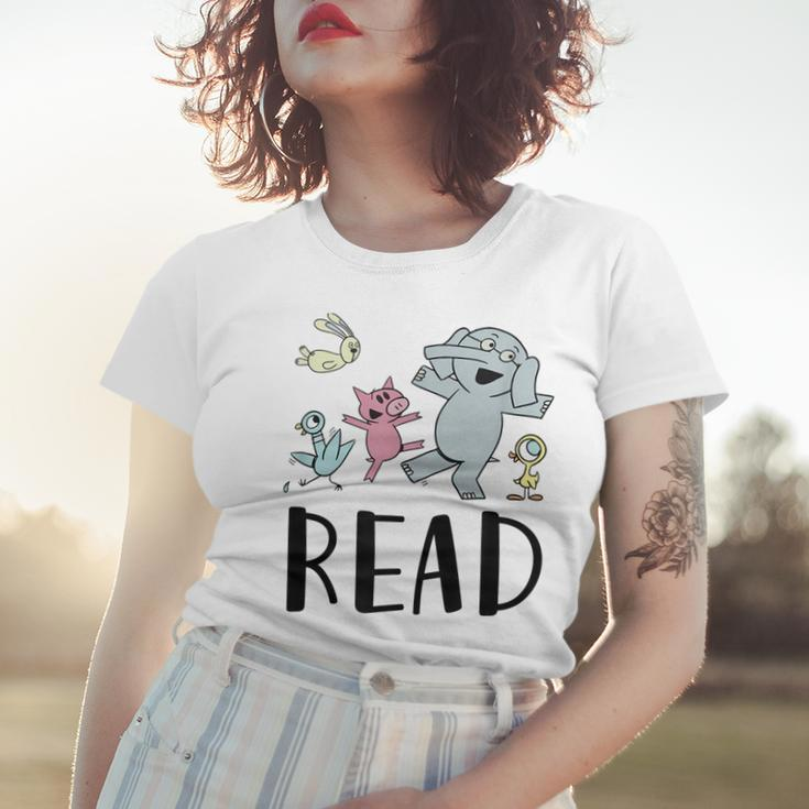Teacher Library Funny Read Book Club Piggie Elephant Pigeons Women T-shirt Gifts for Her