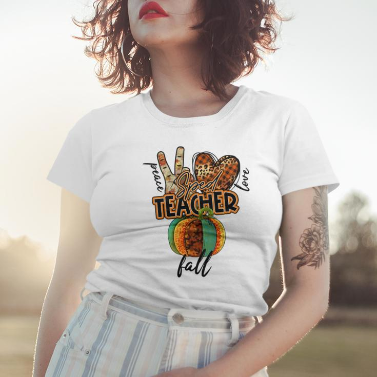 Teacher Peace Love Fall Sped Teacher Women T-shirt Gifts for Her