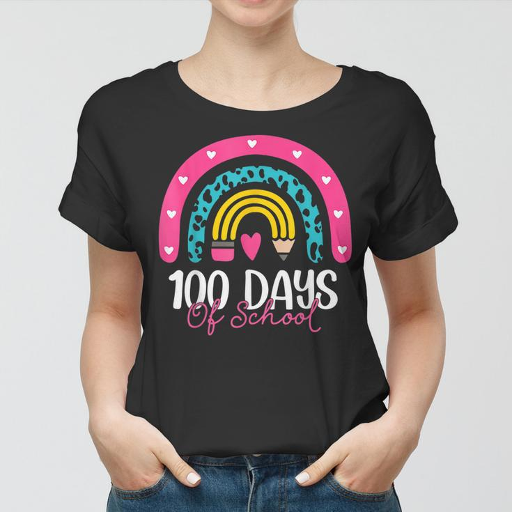 100 Days Smarter 100 Days Of School Rainbow Teachers Kids Women T-shirt