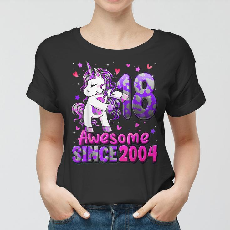 18 Years Old Unicorn Flossing 18Th Birthday Girl Unicorn Women T-shirt