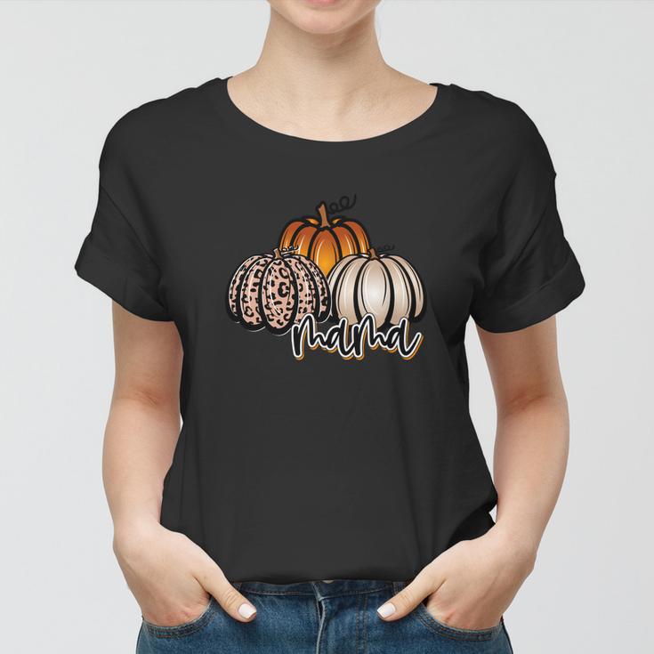 Mama Pumpkin Leaopard Orange Pumpkins Fall Women T-shirt