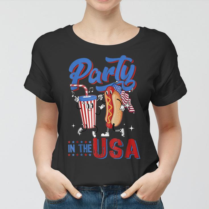 4Th Of July Food Party In The Usa Funny Hot Dog Lover Women T-shirt