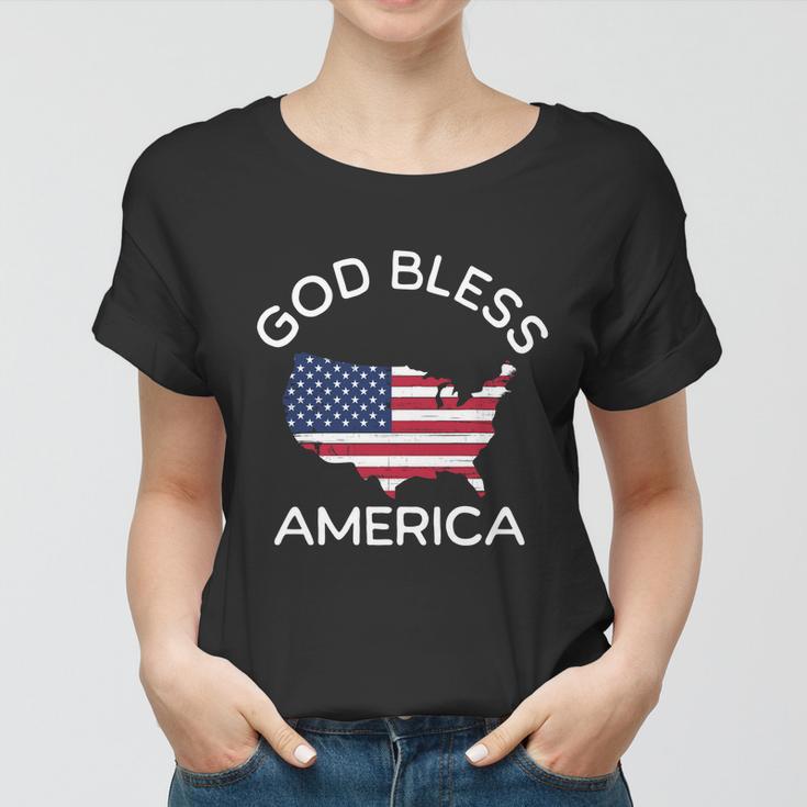 4Th Of July God Bless America Map Flag Patriotic Religious Gift Women T-shirt