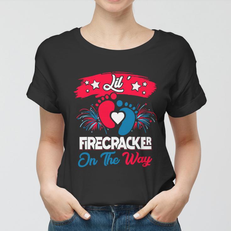 4Th Of July Pregnancy Patriotic Lil Firecracker On The Way Gift Women T-shirt