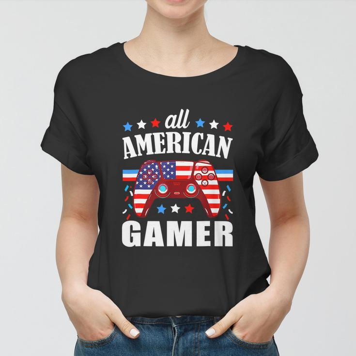 All American Gamer Boys Funny 4Th Of July Video Game Women T-shirt
