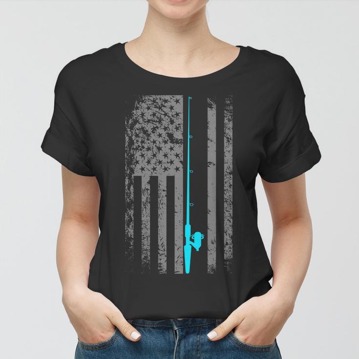 American Flag Fishing Pole Tshirt Women T-shirt