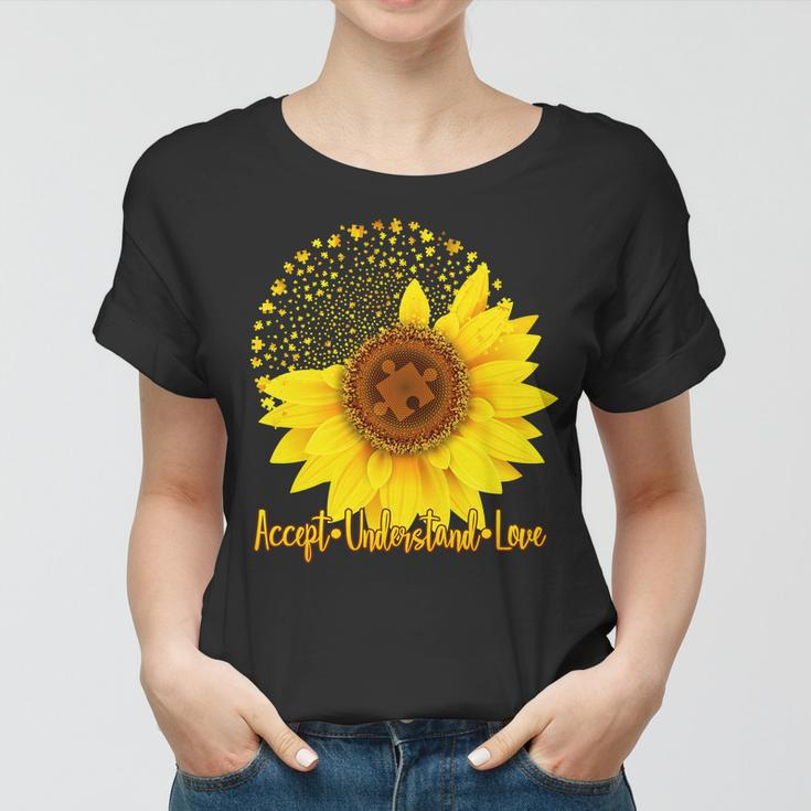 Autism Awareness Sunflower Puzzle Women T-shirt