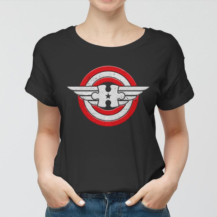 Autism Awareness Superhero Shield Crest Tshirt Women T-shirt