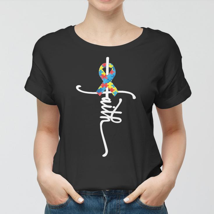 Autism Faith Puzzle Ribbon Tshirt Women T-shirt