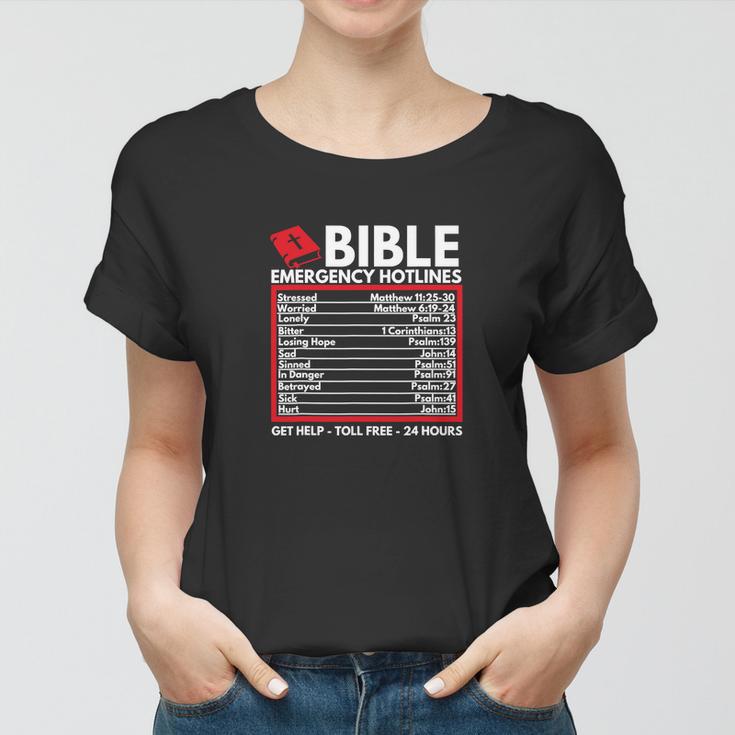 Bible Emergency Numbers Funny Christian Bible V2 Women T-shirt