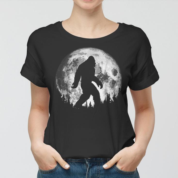 Bigfoot Night Stroll Cool Full Moon Night & Trees Sasquatch Women T-shirt