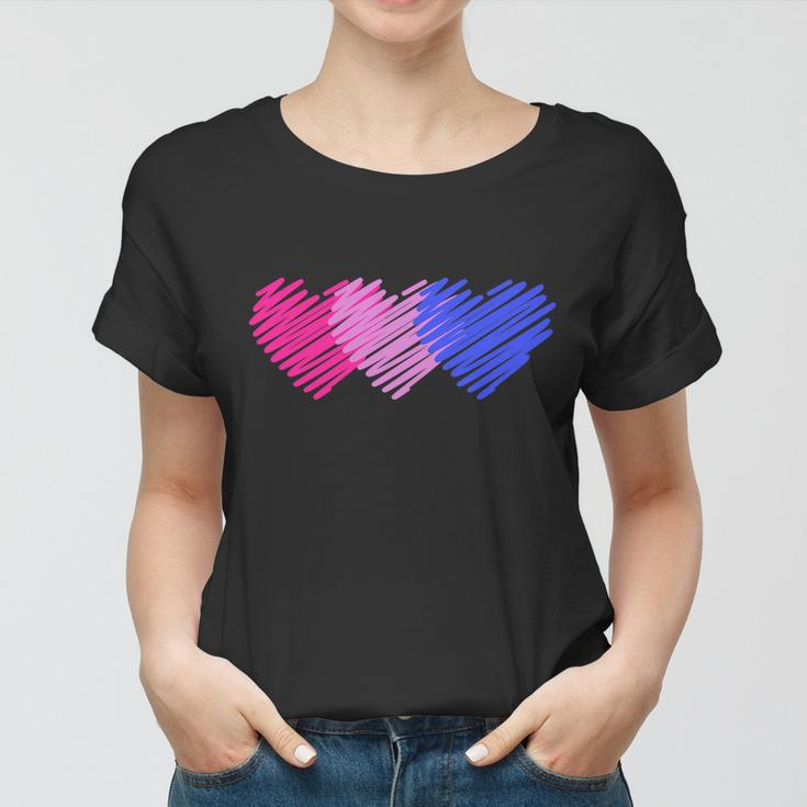 Bisexual Flag Hearts Love Lgbt Bi Pride Women T-shirt