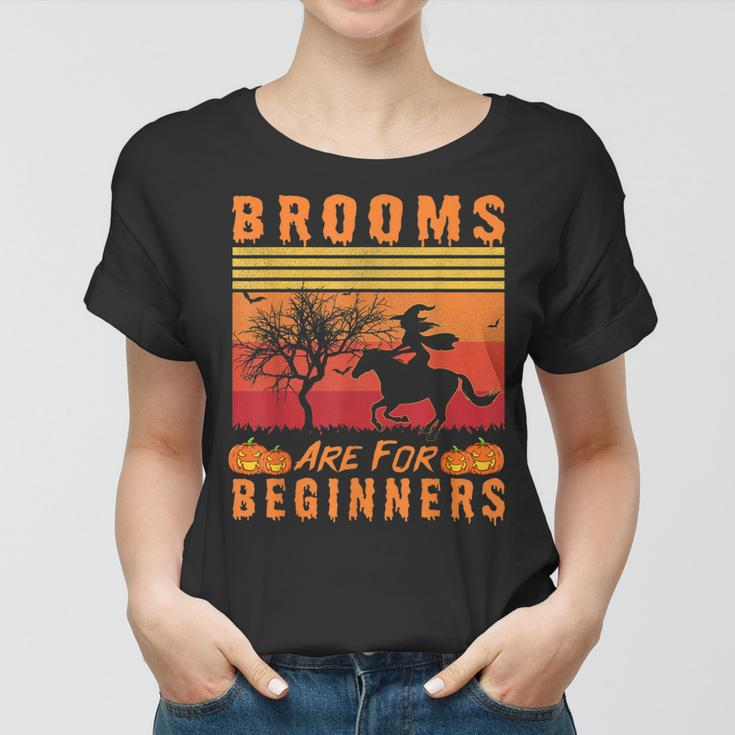 Brooms Are For Beginners Horse Witch Halloween Womens Girls Women T-shirt