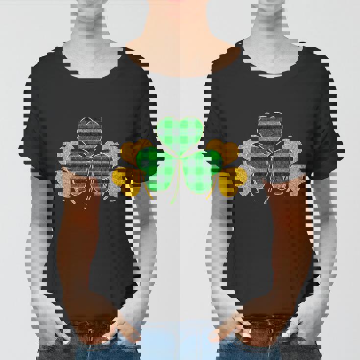 Buffalo Shamrock Plaid Irish Clovers Graphic Design Printed Casual Daily Basic Women T-shirt