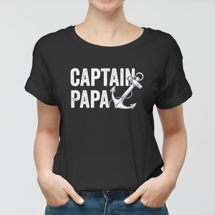 Captain Papa Pontoon Lake Sailor Fuuny Fishing Boating Women T-shirt