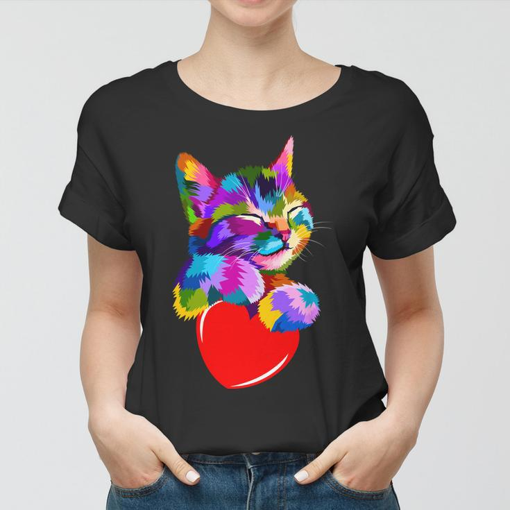 Colorful Cat Full Of Love Kitten Lovers Women T-shirt