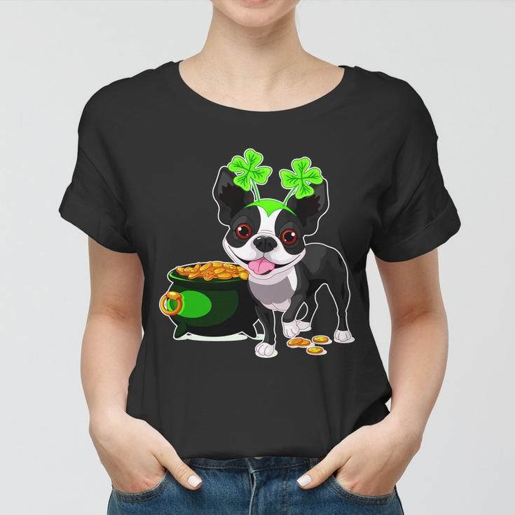 Cute Boston Terrier Shamrock St Patricks Day Women T-shirt
