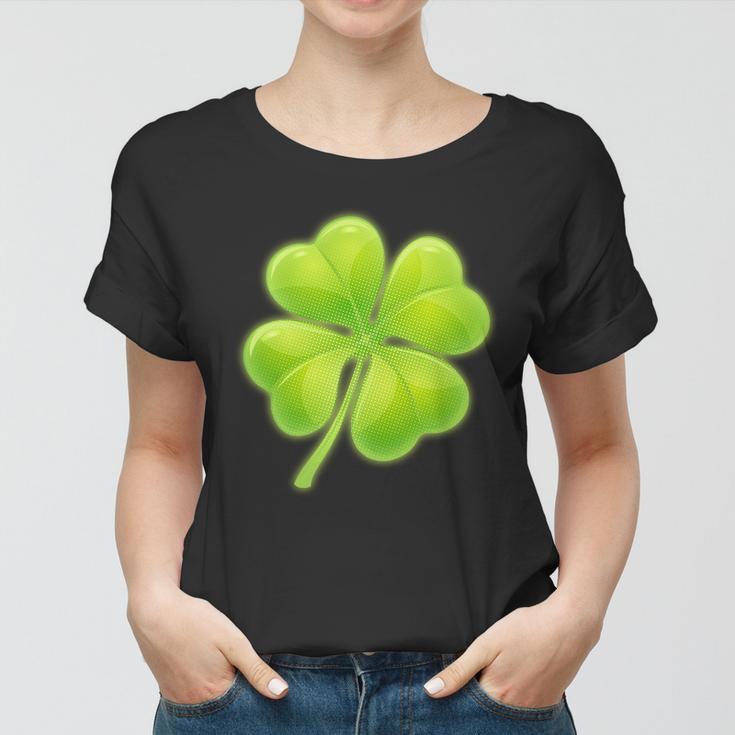 Cute St Patricks Day Lucky Glowing Shamrock Clover Women T-shirt