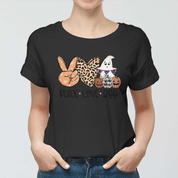 Deace Love Boo Pumpkin Ghost Halloween Quote Women T-shirt