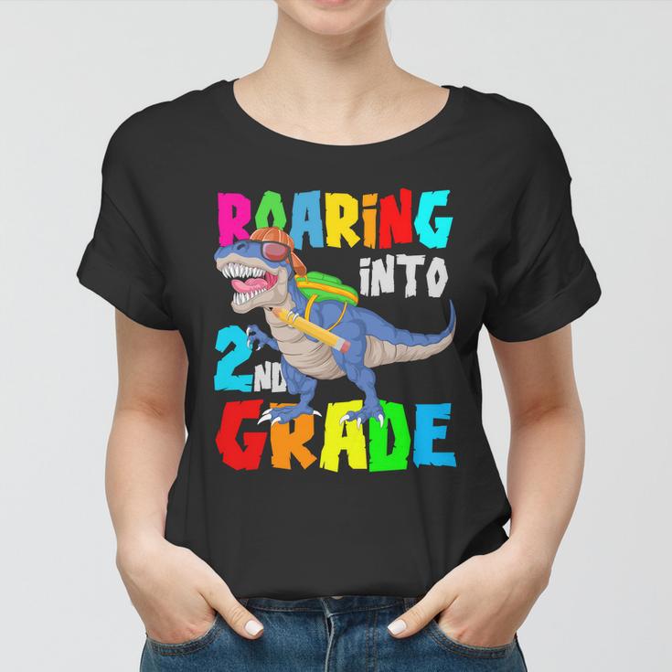 Dinosaur Roaring Into 2Nd Grade Women T-shirt