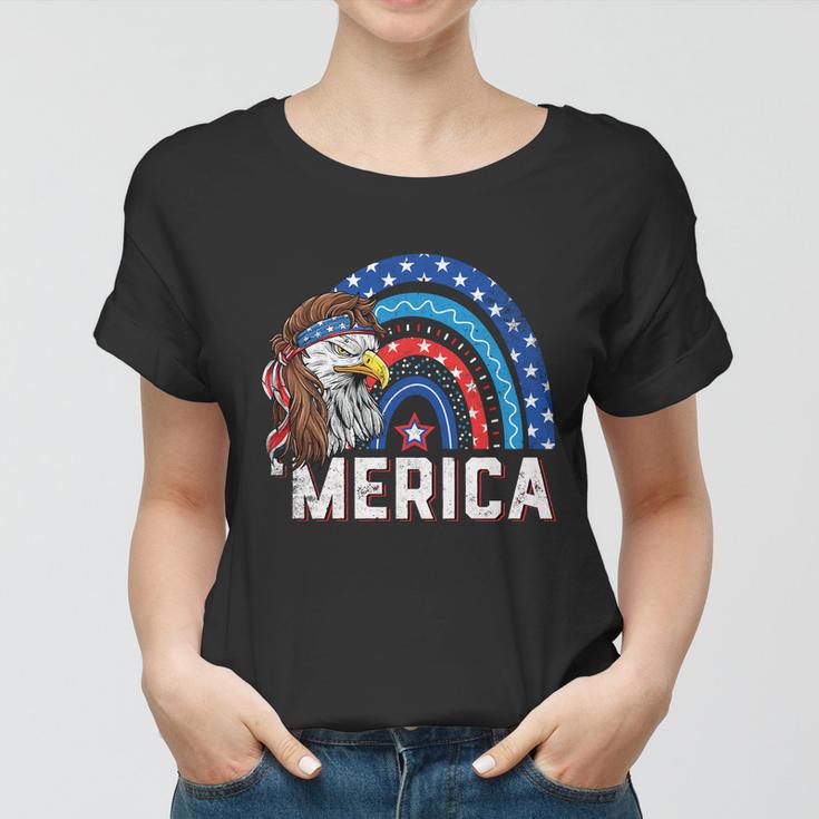 Eagle Mullet 4Th Of July Rainbow Usa American Flag Merica Gift V2 Women T-shirt