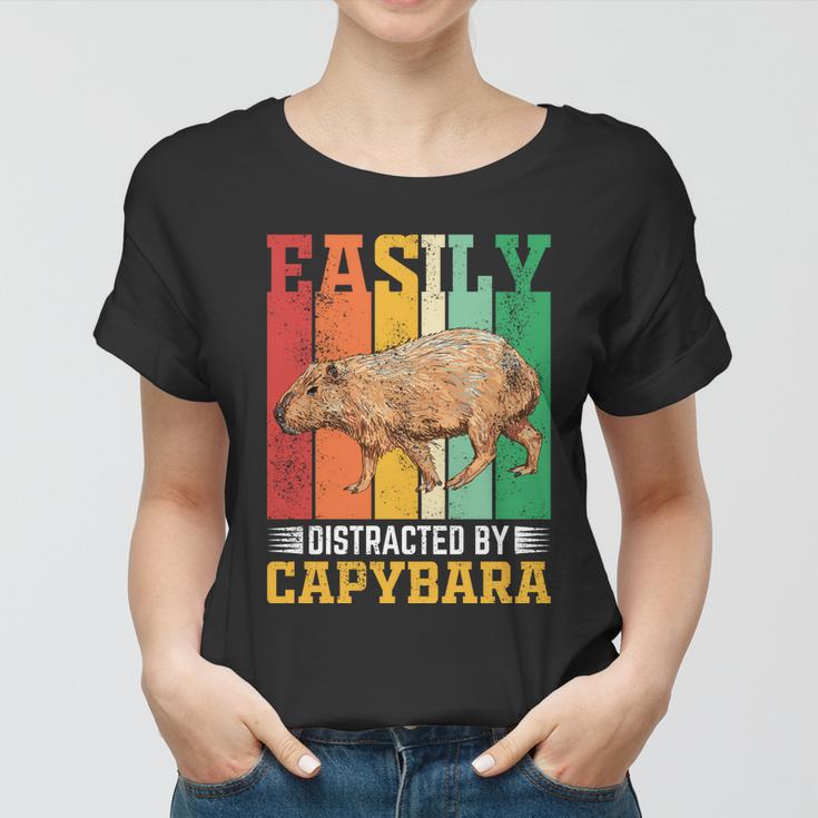 Easily Distracted By Capybara Animal Lover Rodent Gift Women T-shirt