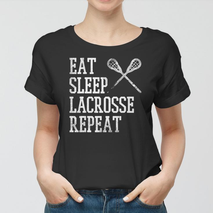 Eat Sleep Lacrosse Repeat Funny Lax Player Men Women Kids Women T-shirt