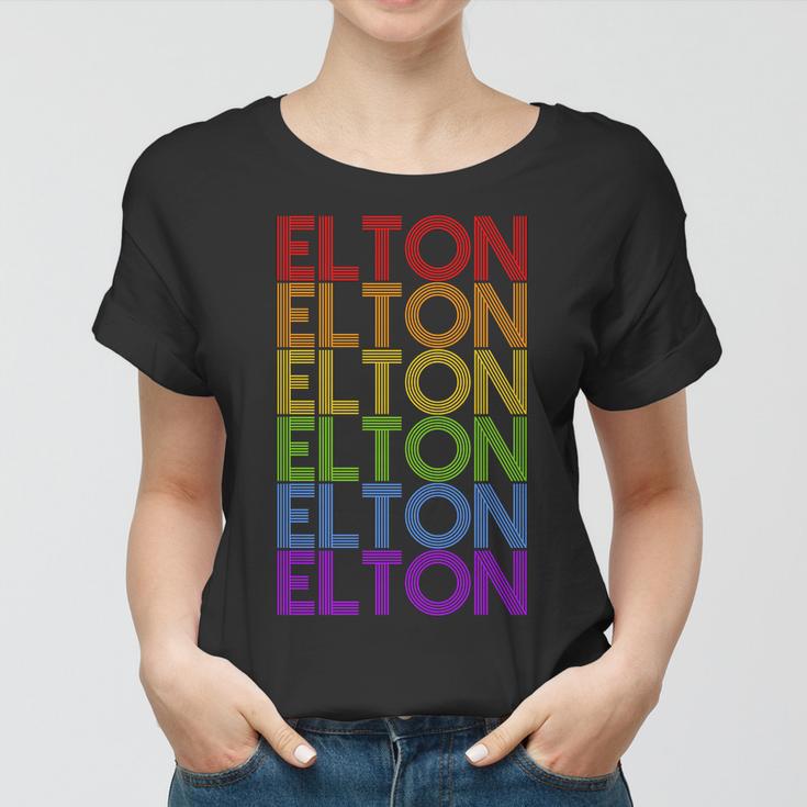 Elton Wordmark Pattern Retro Style Women T-shirt