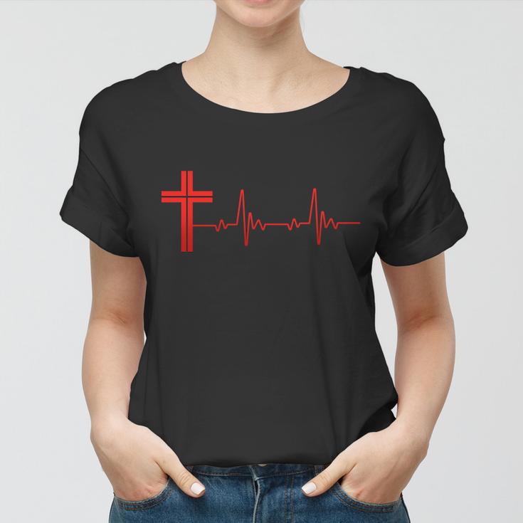 Faith Cross Heartbeat Pulse Tshirt Women T-shirt