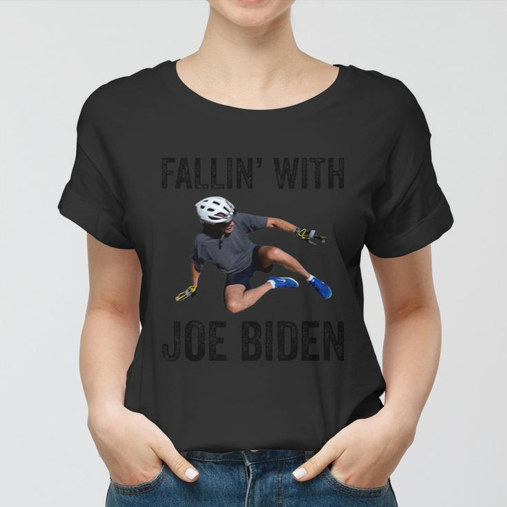 Falling With Joe Biden Falls Off On His Bike Funny Meme Women T-shirt