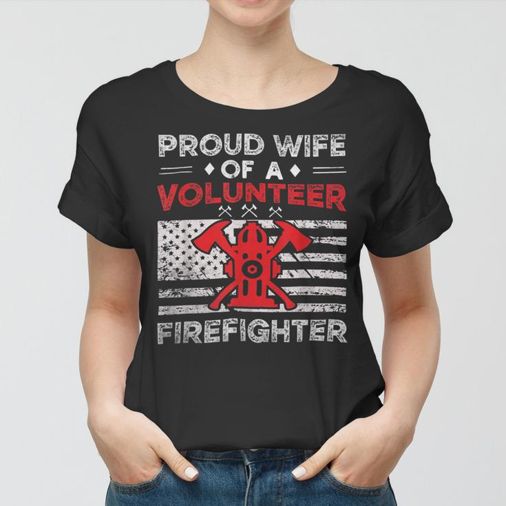 Firefighter Proud Wife Of A Volunteer Firefighter Fire Wife V2 Women T-shirt
