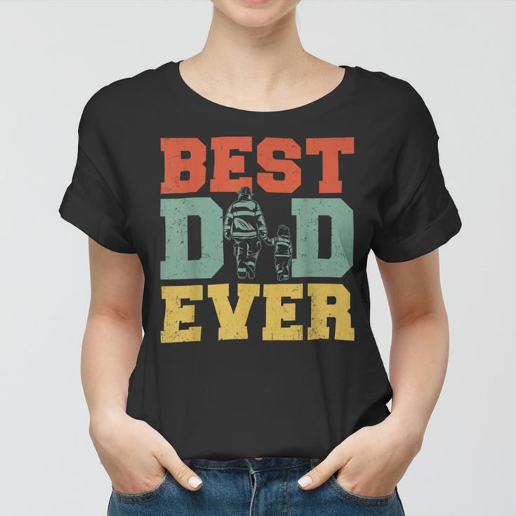 Firefighter Retro Best Dad Ever Firefighter Daddy Happy Fathers Day V3 Women T-shirt