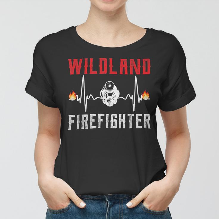 Firefighter Wildland Firefighter Fire Rescue Department Heartbeat Line V2 Women T-shirt