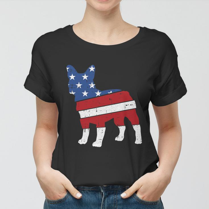 French Bulldog 4Th Of July Cute Frenchie American Flag Dog Women T-shirt
