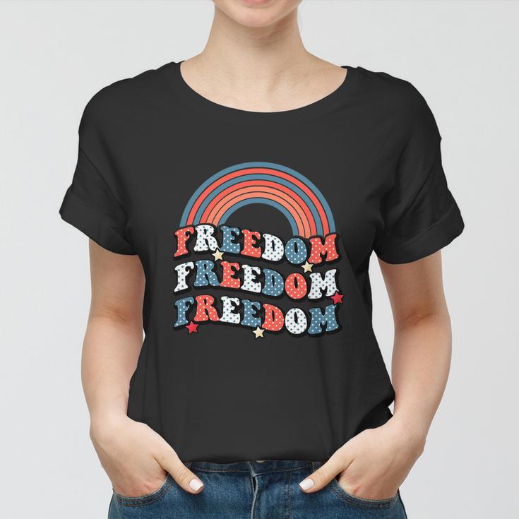 Funny 4Th Of July American Retro Rainbow Women T-shirt