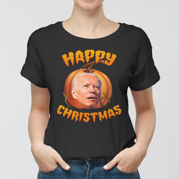 Funny Biden Happy Christmas Halloween Women T-shirt