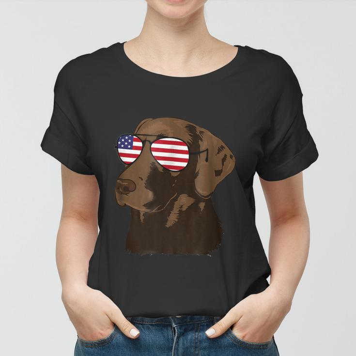 Funny Chocolate Lab American Flag Dog 4Th Of July Women T-shirt
